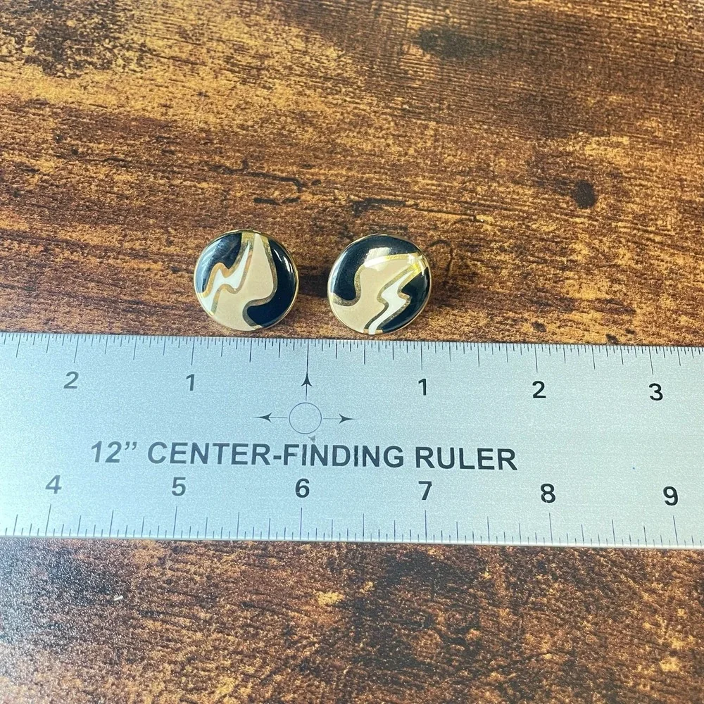 Vintage VTG Gold Tone‎ Dangle Earrings Long Bar Clear Stone Evil Eye Teardrop